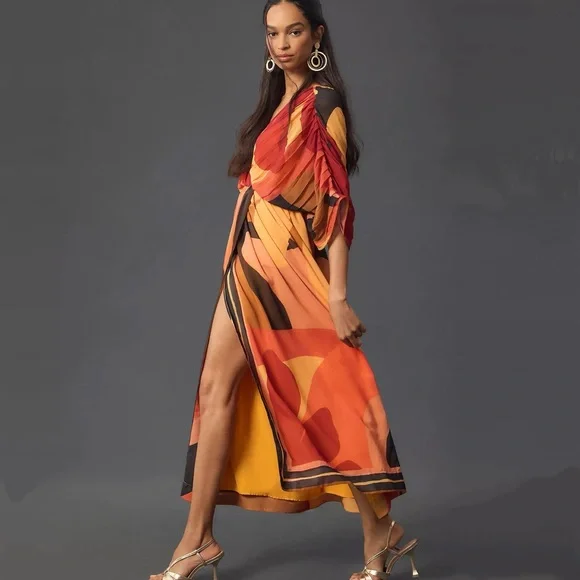 knee length dresses for ladies Farm Rio Flowers Beach Maxi Dress